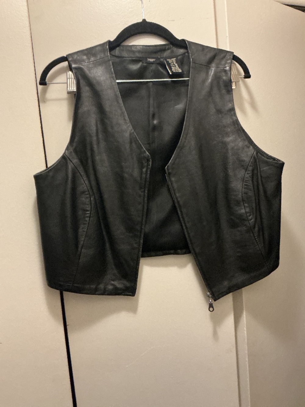 Black leather vest